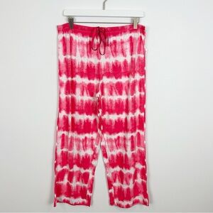 Hue Pink Tie Dye Cropped Pajama Bottoms Size Large
